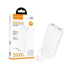 Power Bank Hoco J163A Wonderful com 4-em-1 2USB+Cabo Type-C+Lightning 20000mAh Branco